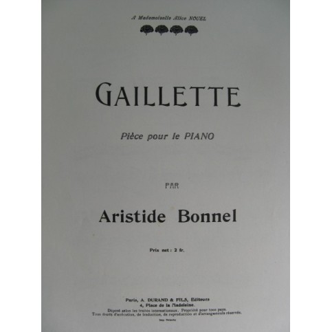 BONNEL Aristide Gailette Piano