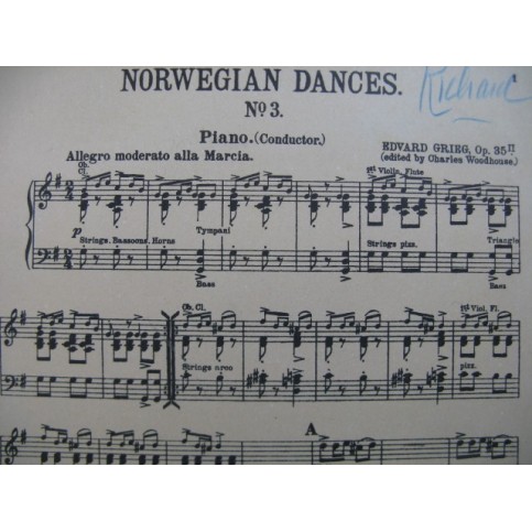 GRIEG Edward Norwegian Dance No 3 Orchestre 1910