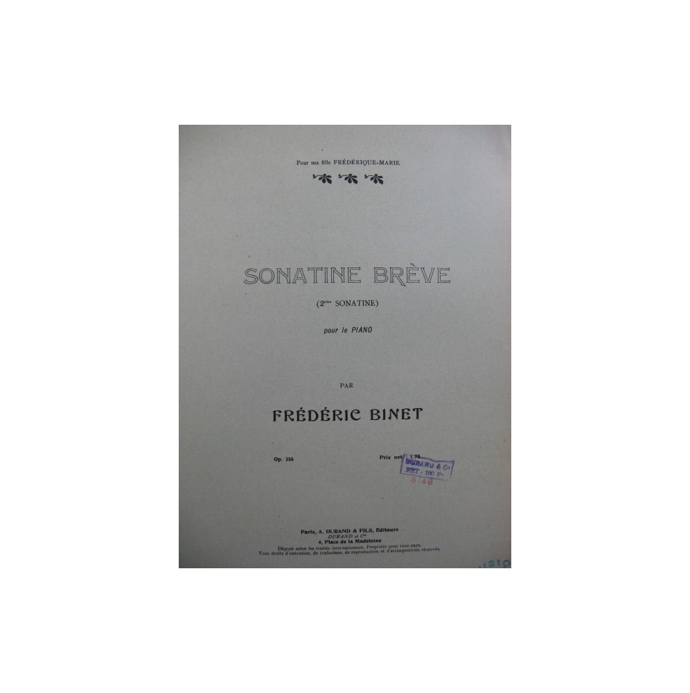 BINET Frédéric Sonatine Brève Piano