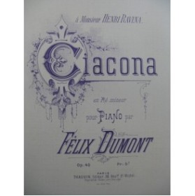 DUMONT Félix Ciacona Piano
