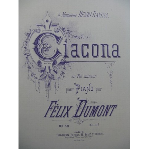 DUMONT Félix Ciacona Piano