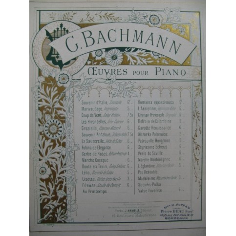 BACHMANN G La Fileuse Piano