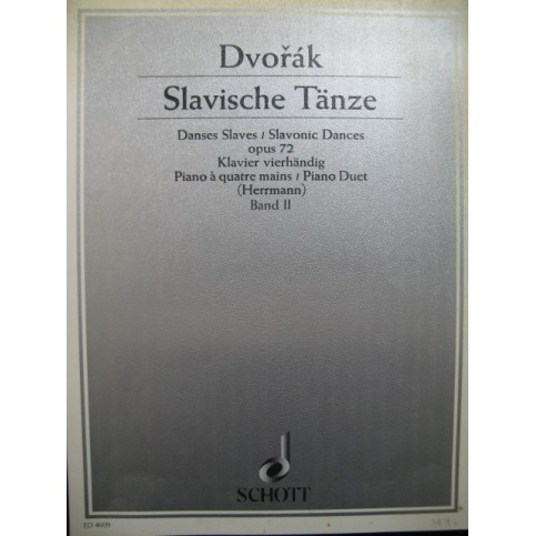 DVORAK Anton Danses Slaves op 72 No 5 à 8 Piano 4 mains