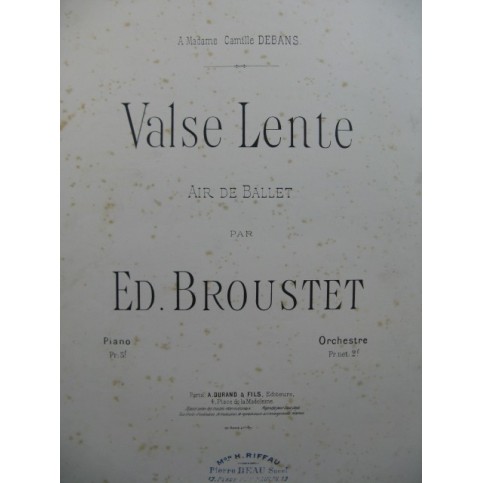 BROUSTET Ed. Valse Lente Piano