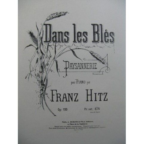 HITZ Franz Dans les Blés Piano