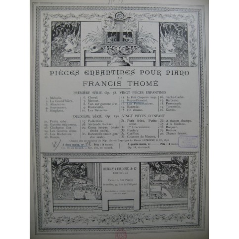 THOMÉ Francis Recueillement Henri Pille Piano 1896