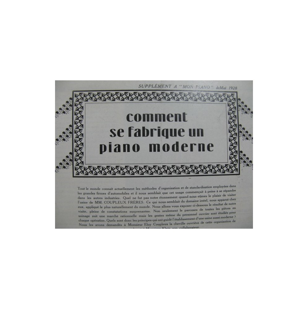 Comment se Fabrique un Piano Moderne 1928