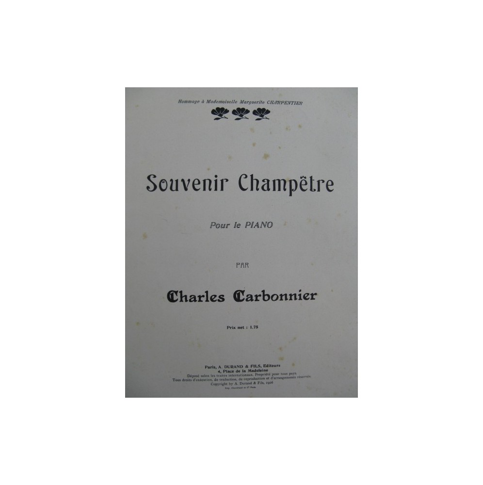 CARBONNIER Charles Souvenir Champêtre Piano