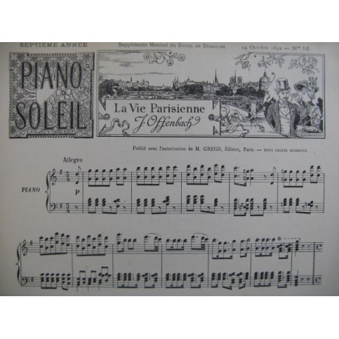 OFFENBACH La Vie Parisienne LAZZARI Duo WEBER Romance Piano 1892