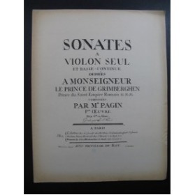 PAGIN Sonate en Ré Majeur Violon Piano 1908