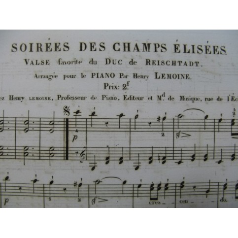 LEMOINE Henry Soirées des Champs Élisées Piano XIXe