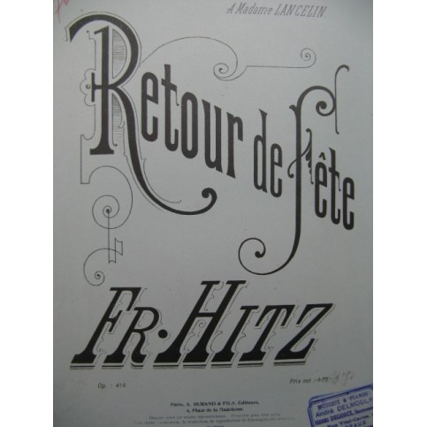 HITZ Franz Retour de Fête Piano