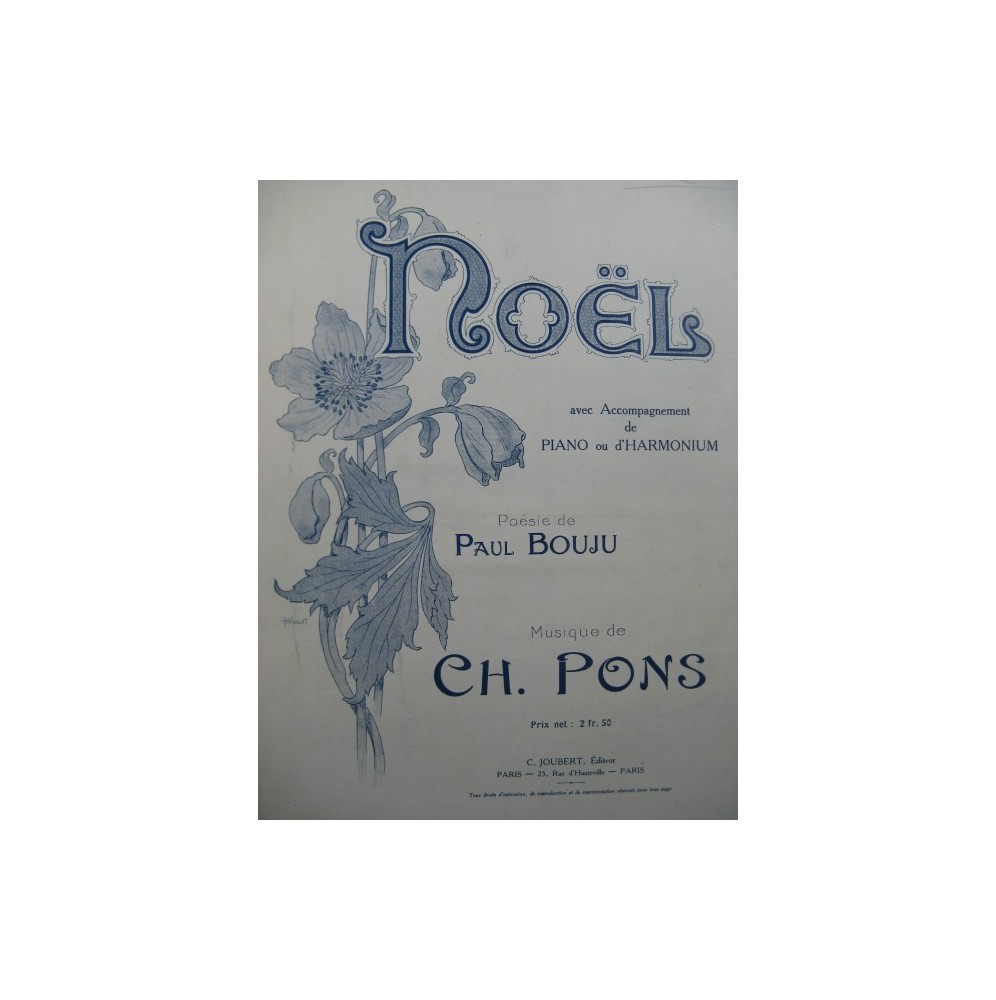PONS Charles Noël Chant Piano ou Harmonium Dédicace 1925