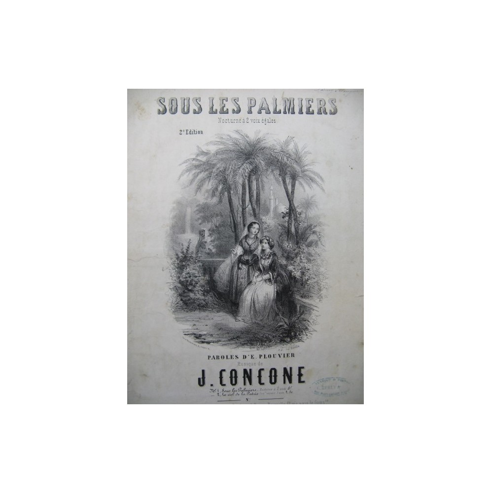 CONCONE Joseph Sous les Palmiers Chant Piano ca1840