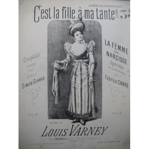 VARNEY Louis C'est la Fille à ma Tante Chant Piano 1892