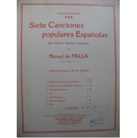 DE FALLA Manuel Siete Canciones 7 Chansons Chant Piano 1922