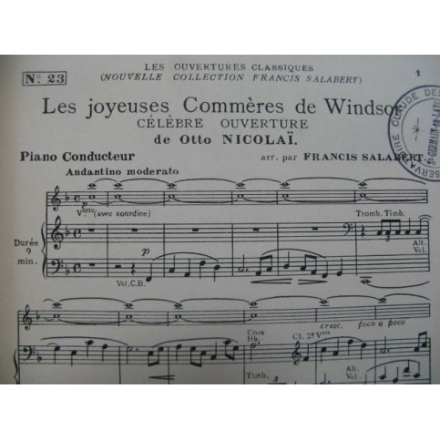 NICOLAÏ Otto Les Joyeuses Commères de Windsor Ouverture Orchestre 1923
