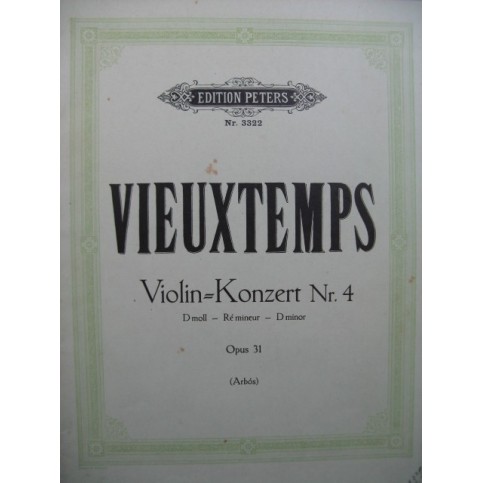 VIEUXTEMPS Henri Concerto No 4 Violon Piano