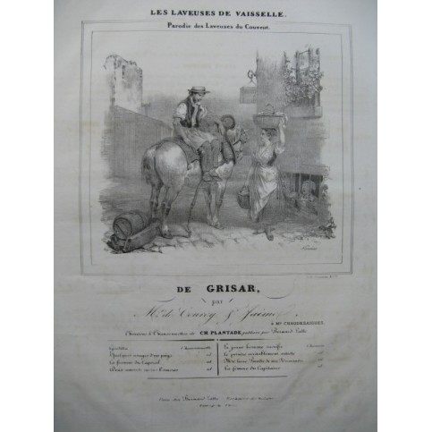 GRISAR Albert Les Laveuses de Vaisselle Chant Piano ca1835