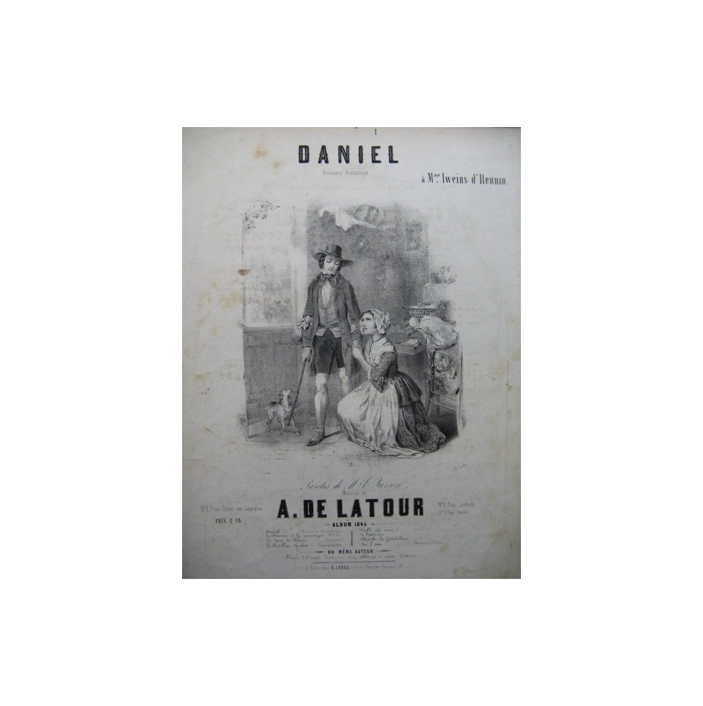 DE LATOUR A. Daniel Chant Piano 1845