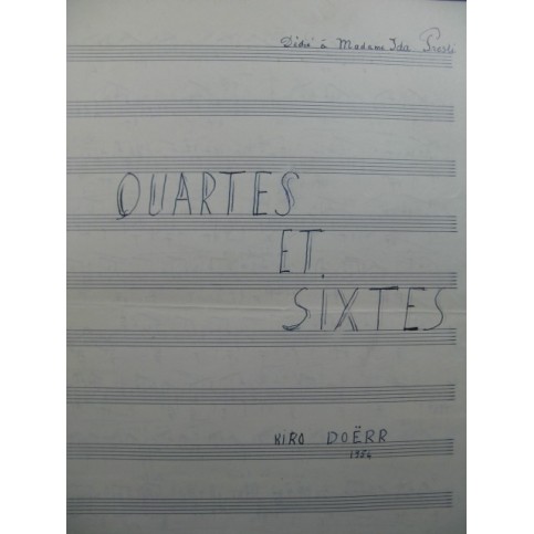 DOËRR Charles-Kiko Quartes et Sixtes Manuscrit Guitare 1954