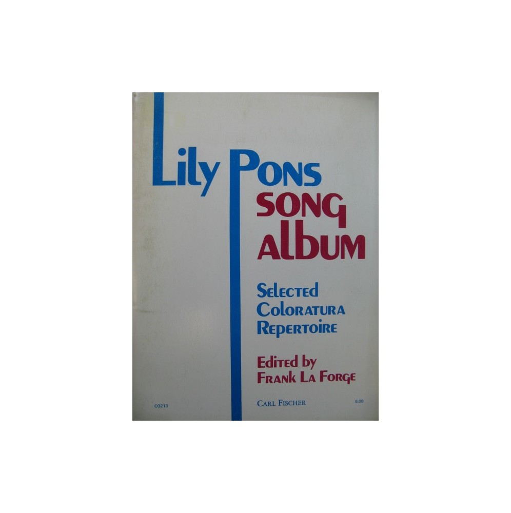 Lily Pons Song Album 18 pièces Chant Piano 1964