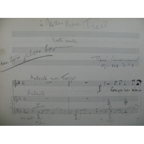LENORMAND René Reste Arabe Chant Piano Manuscrit