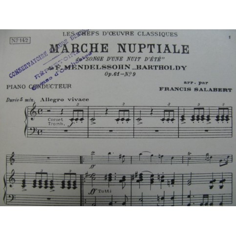 MENDELSSOHN Marche Nuptiale Orchestre 1925