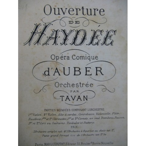 AUBER D. F. E. Haydée Ouverture Orchestre  XIXe