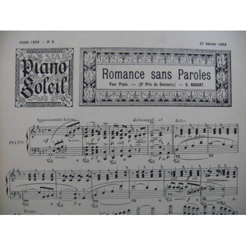 Piano Soleil No 9 G. Nagant E. Lalo G. Lamothe Piano 1898