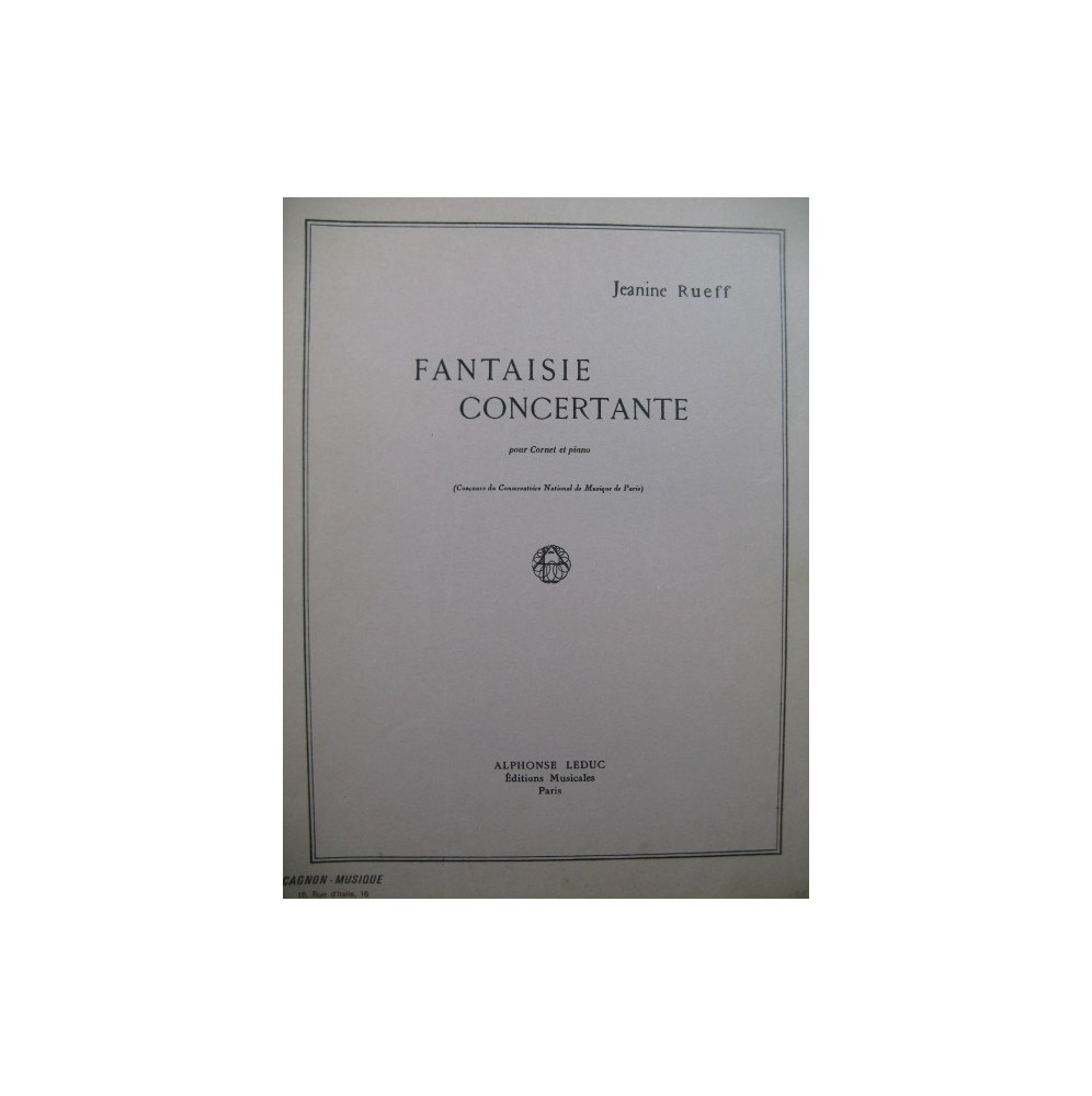 RUEFF Jeanine Fantaisie Concertante Piano Cornet 1949