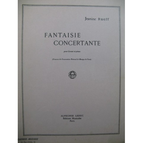 RUEFF Jeanine Fantaisie Concertante Piano Cornet 1949