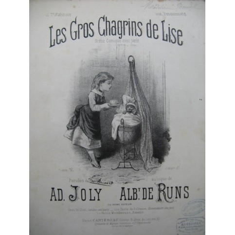 DE RUNS Albert Les Gros Chagrins de Lise Chant Piano XIXe