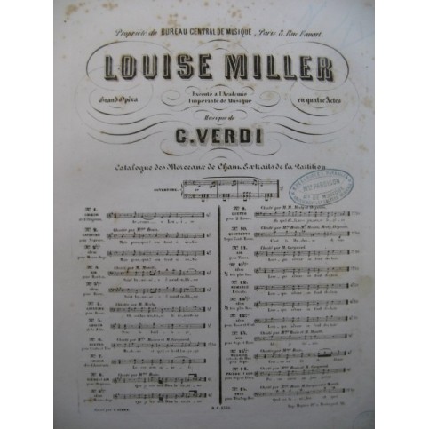VERDI G. Louise Miller No 11 Chant Piano XIXe