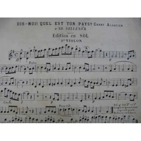 SELLENICK Ad. Dis moi ! Quel est ton Pays Alsace Orchestre 1883