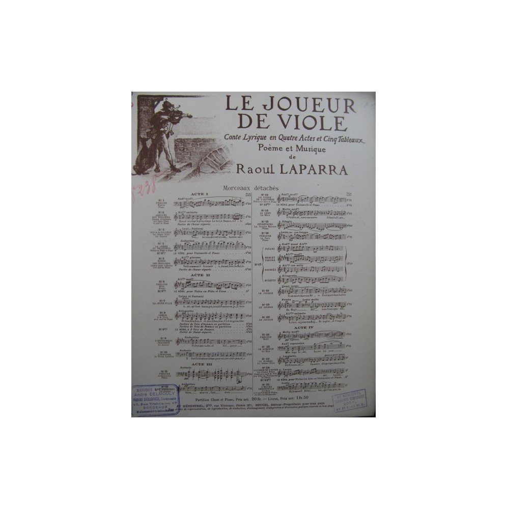 LAPARRA Raoul Le Joueur de Viole No 15 Piano 1925