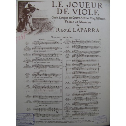 LAPARRA Raoul Le Joueur de Viole No 15 Piano 1925