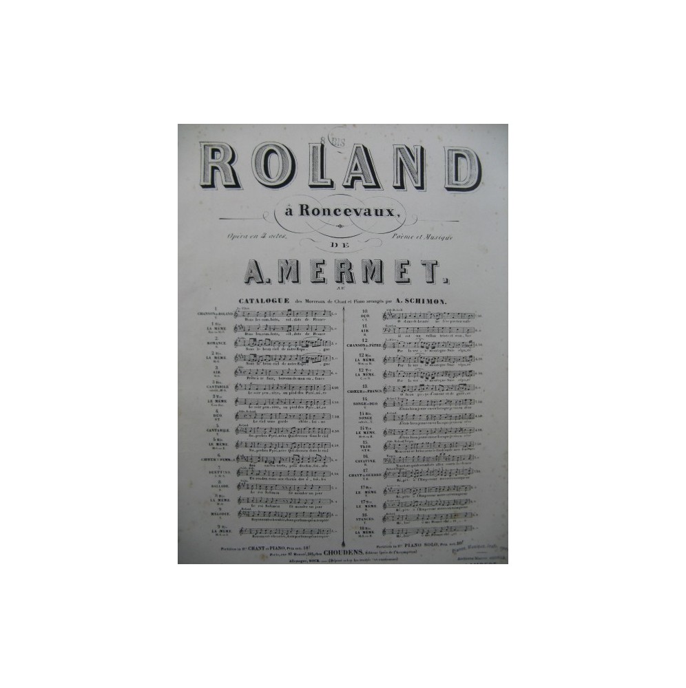 MERMET Auguste Roland à Roncevaux No 8 bis Chant Piano 1864