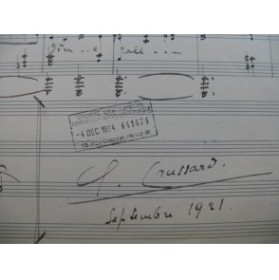 CRUSSARD Claude Légende No 2 Chant Violon Piano manuscrit 1921