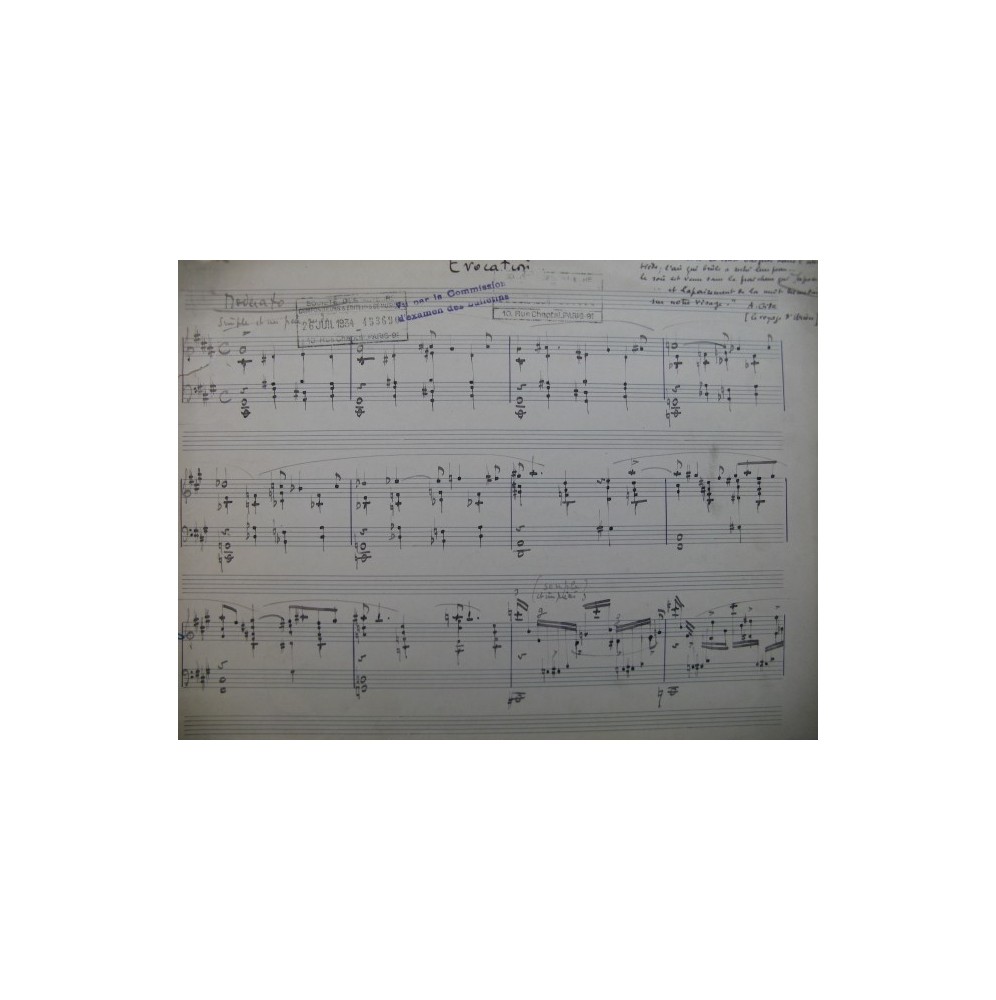 CRUSSARD Claude Evocation Piano manuscrit 1923