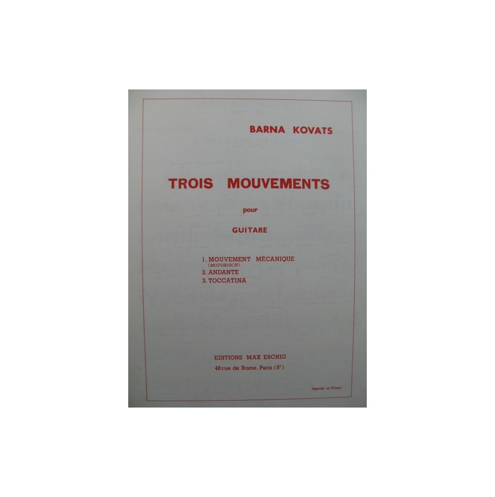 KOVATS Barna Trois Mouvements Guitare 1970