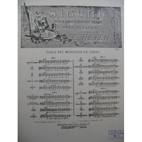 REYER E. Sigurd No 15 Choeur de Femmes Chant Piano