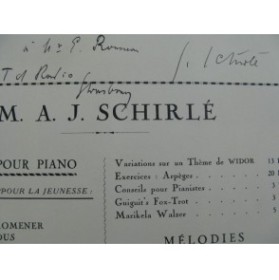 SCHIRLÉ Auguste L'esclave Chant Piano Dédicace 1933