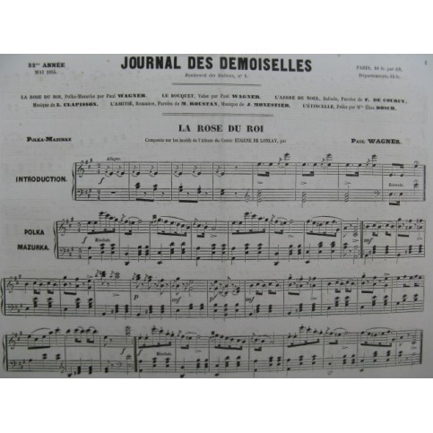Journal des Demoiselles Wagner Clapisson Monestier Bosch Piano 1854