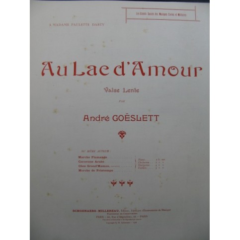 GOËSLETT André Au Lac d'Amour piano