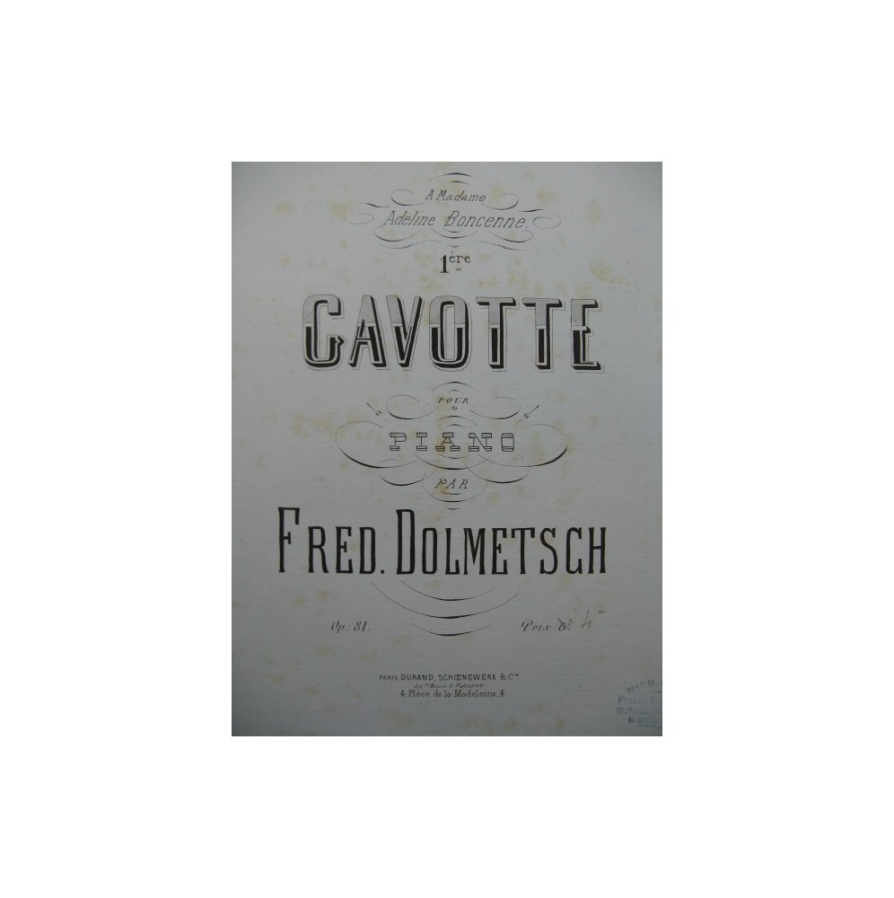 DOLMETSCH Fred Gavotte piano