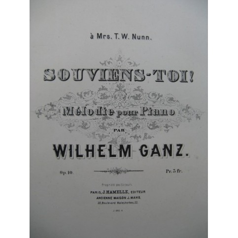 GANZ Wilhem Souviens-toi piano