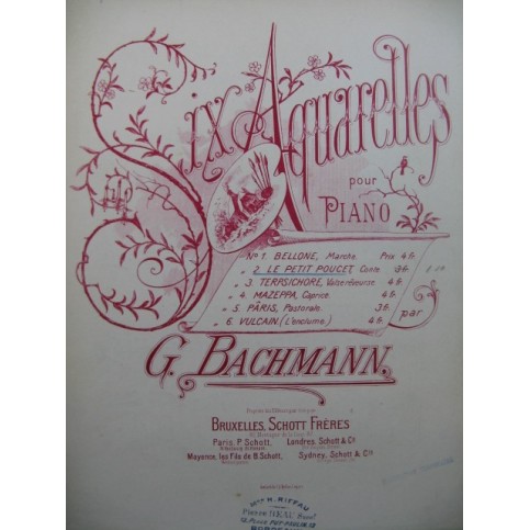 BACHMANN G. Six Aquarelles piano