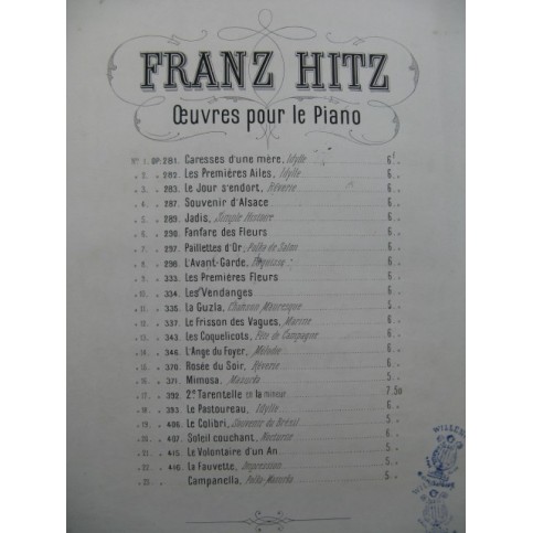 HITZ Franz L'Avant-Garde piano
