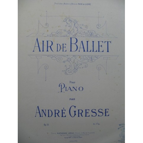GRESSE André Air de Ballet piano